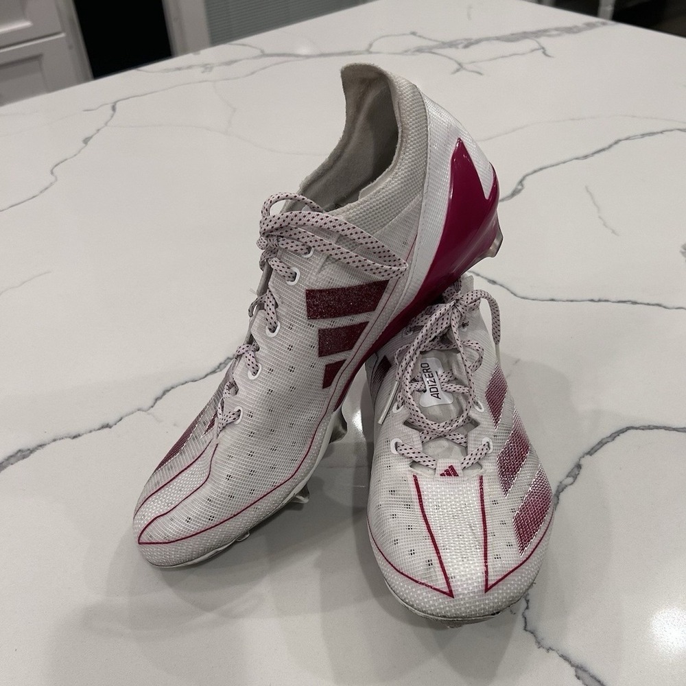 Adidas Adizero Football Cleats White/Burgundy Men's US 10.5 Medium D